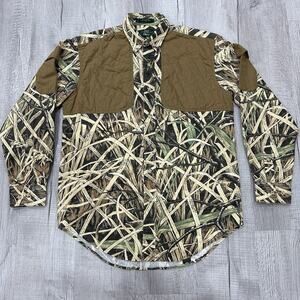 Vintage Orvis Shirt Mens Small Skyline Camo Quilted Hunting Padded Button Up